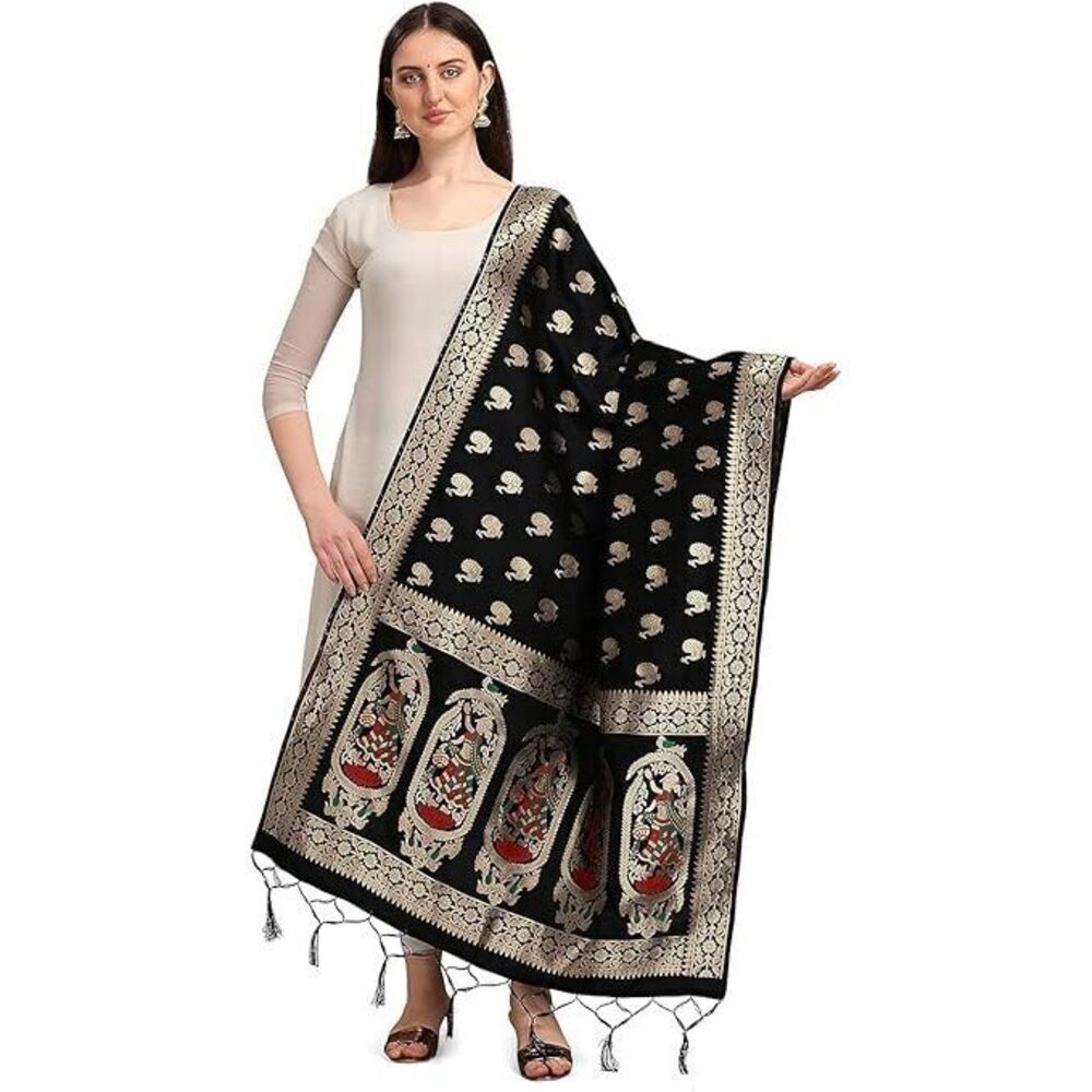 1359 Women's Woven Banarasi Silk Zari Dupatta/chunni, Width 1 Meter, Length